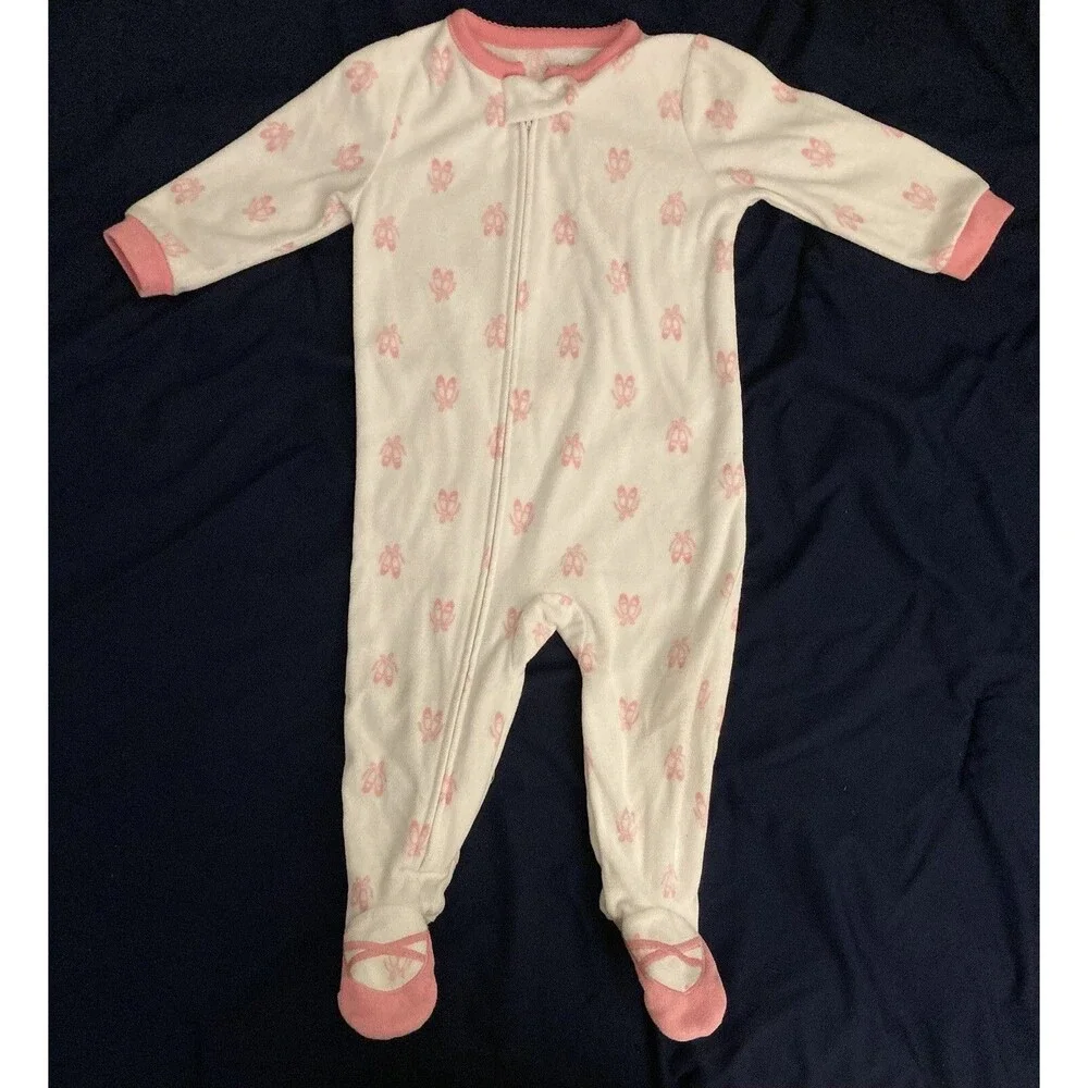 12 Months Carter's baby girl clothes - long sleeve one piece | ballerina theme
